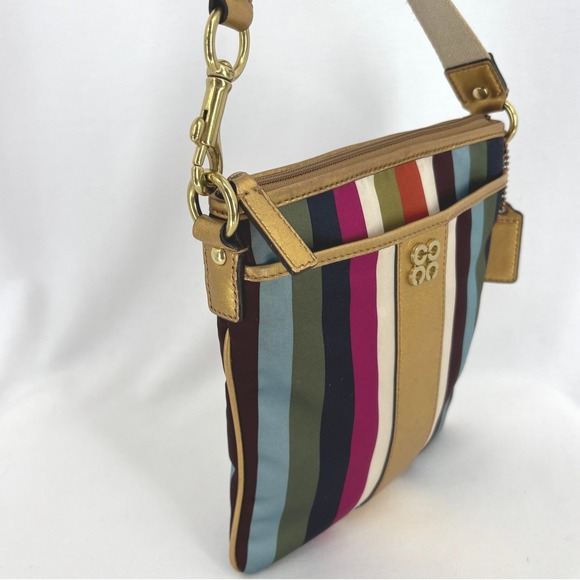 Coach Julia Legacy Striped Swingpack Crossbody Bag Gold Multicolor Eclectic - Picture 4 of 15